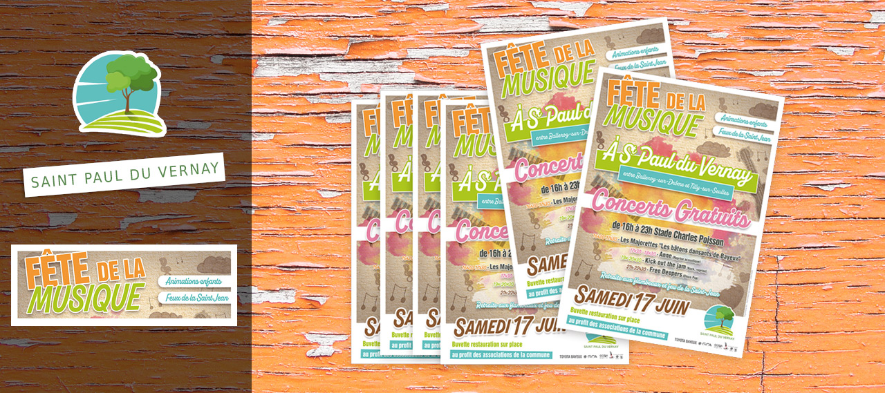 ban-saint-paul Création Print : Affiche fête de la musique à Saint-Paul-Du-Vernay